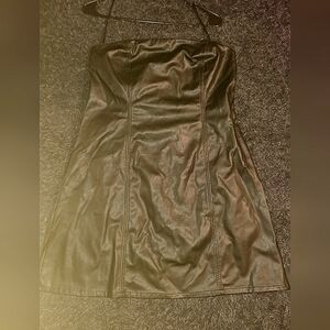 Elegant Vegan Leather Strapless Dress